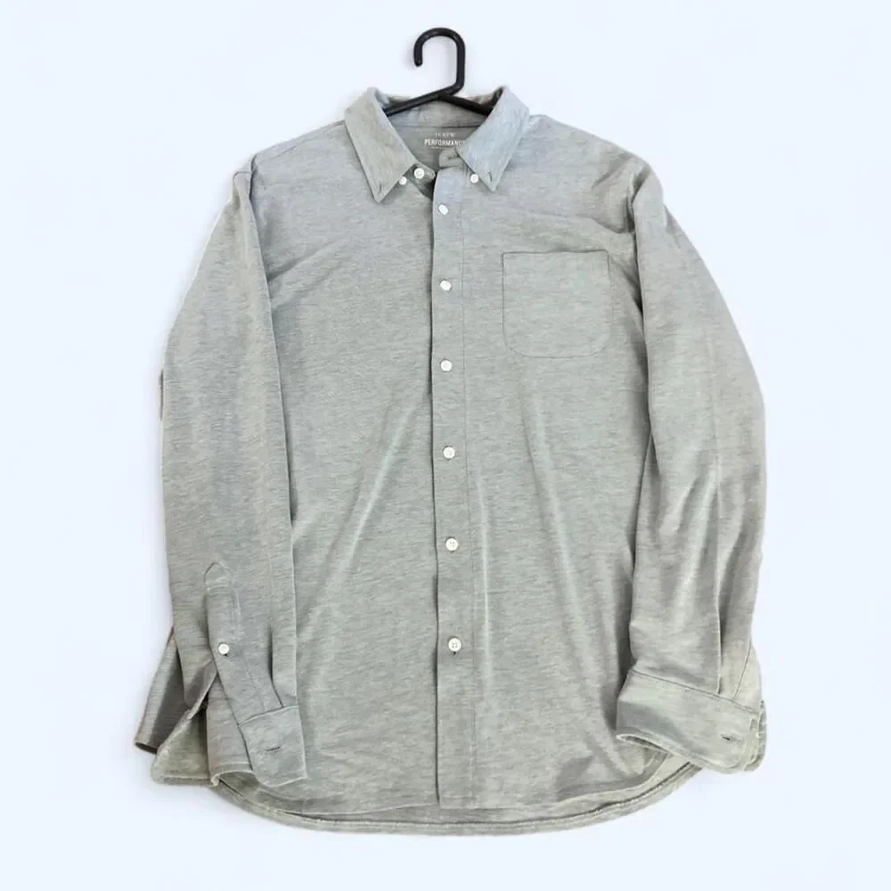 Jcrew Men's Grey and Green Shirt